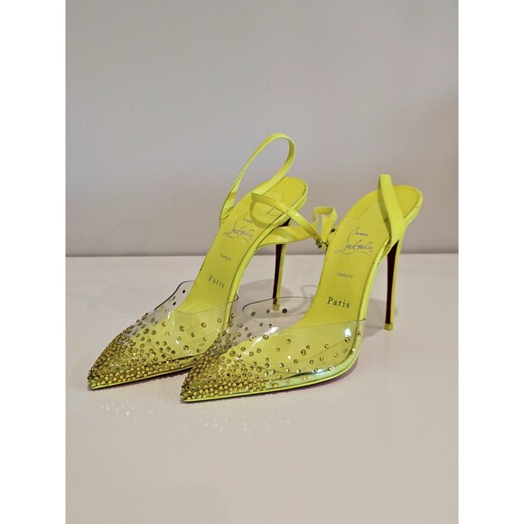 Christian Louboutin Shoes - Christian Louboutin Spikaqueen 100 Yellow PVC Ankle Strap Sandal Heel Pump  39